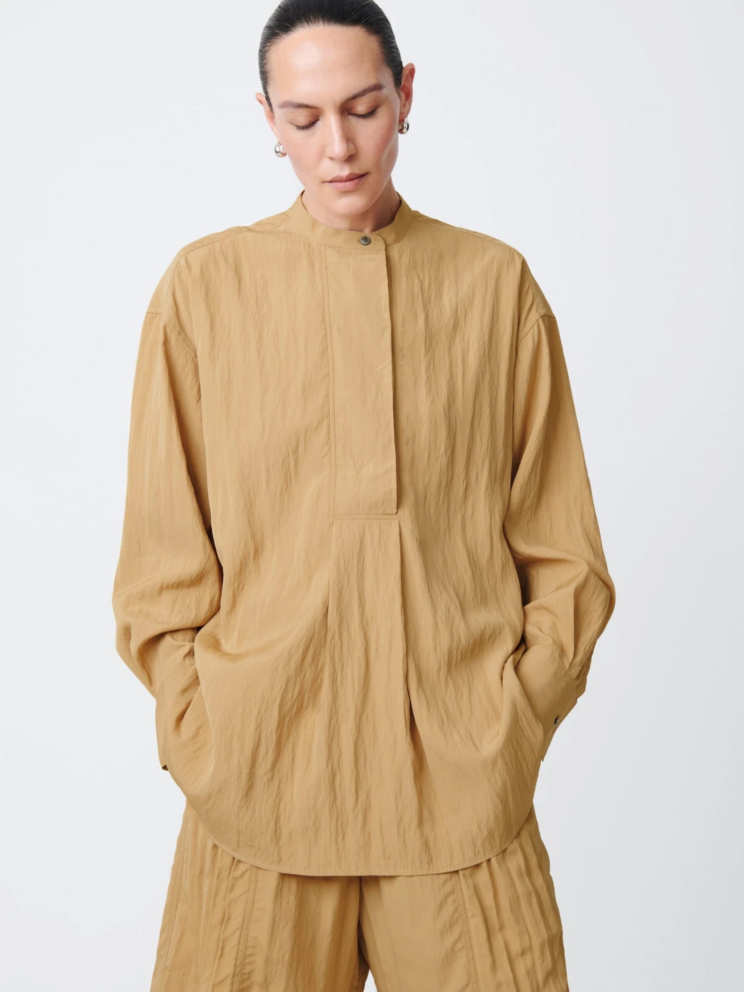 Studio Nicholson Frink Viscose Shirt In Sand 4 Studio Nicholson Frink Viscose Shirt In Sand - Image 4