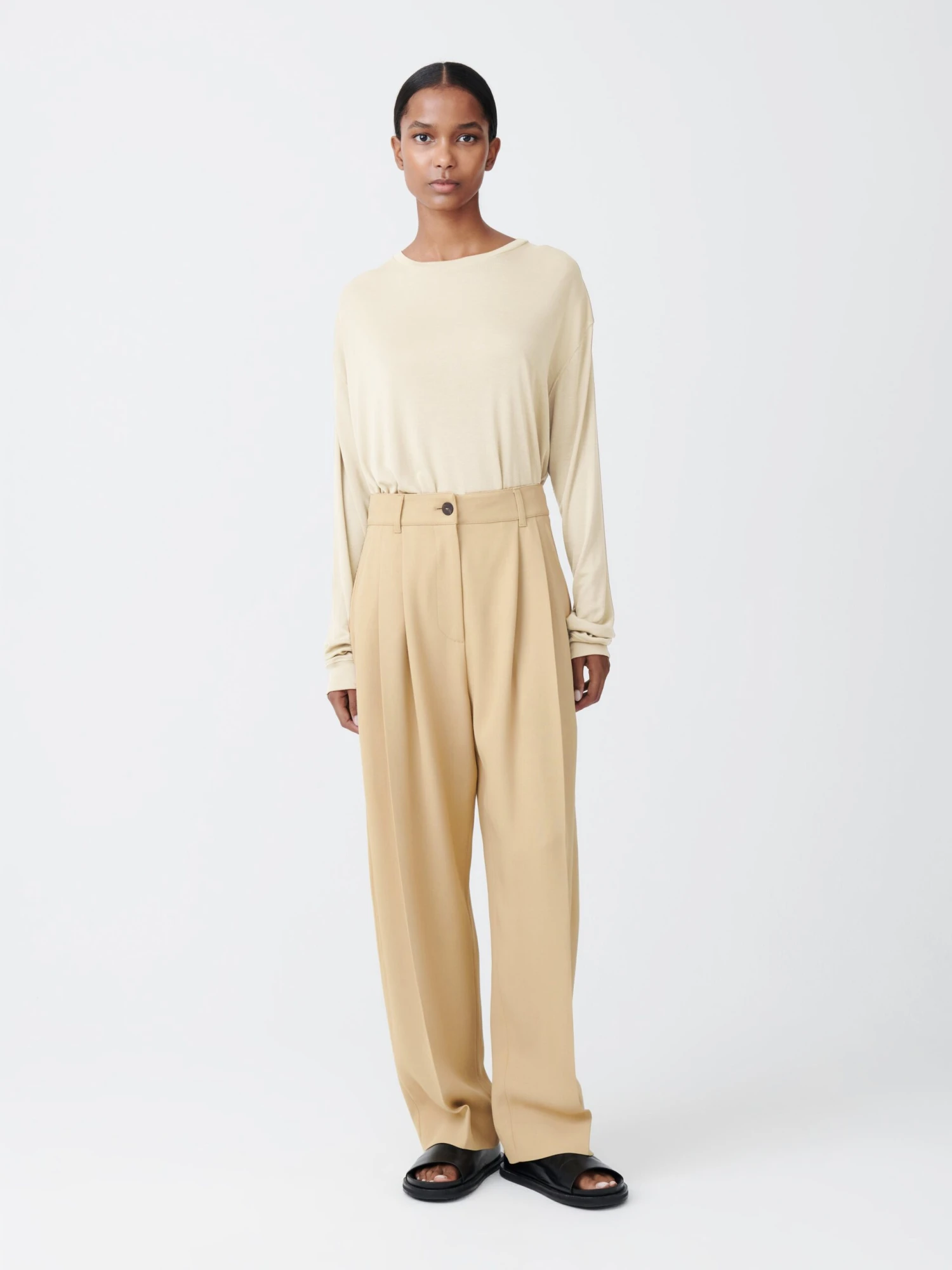 Studio Nicholson Acuna Viscose Pant In Sand 1 Studio Nicholson Acuna Viscose Pant In Sand