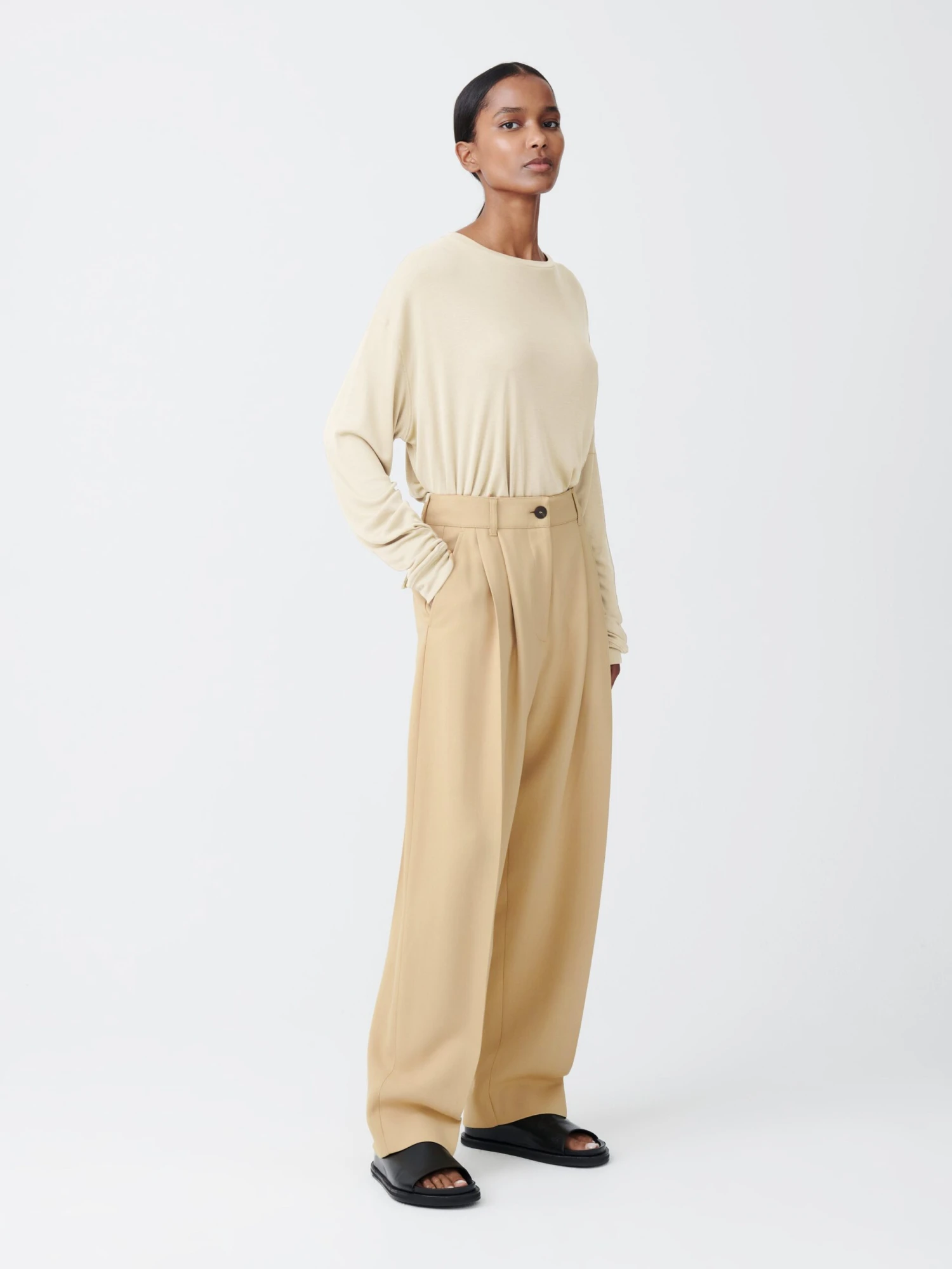 Studio Nicholson Acuna Viscose Pant In Sand 2 Studio Nicholson Acuna Viscose Pant In Sand - Image 2