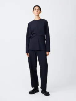 Studio Nicholson Awe Tropical Wool Pant In Darkest Navy