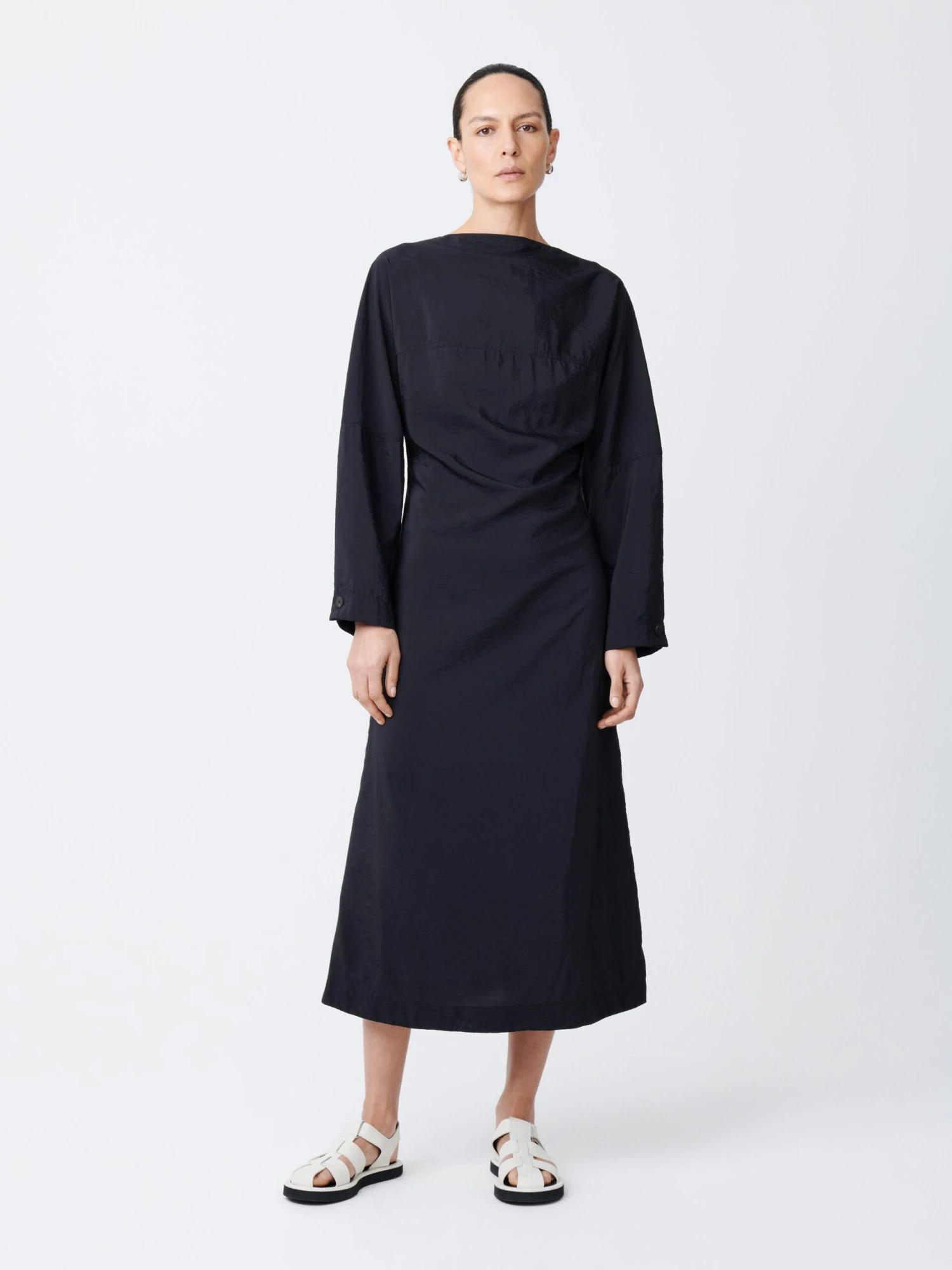 Studio Nicholson Argyle Dress In Darkest Navy 1 Studio Nicholson Argyle Dress In Darkest Navy