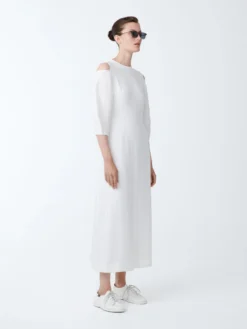 Studio Nicholson Barr Twill Dress In Parchment -Studio Nicholson BARRSNW 1464LINENLIKETWILLDRESSinPARCHMENT2 scaled