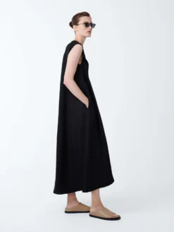 Studio Nicholson Beck Dress In Black -Studio Nicholson BECKSNW 1465VISCOSELINENDRESSinBLACK1 scaled