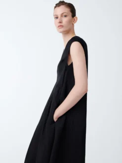 Studio Nicholson Beck Dress In Black -Studio Nicholson BECKSNW 1465VISCOSELINENDRESSinBLACK4 scaled