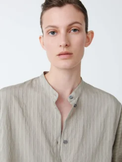 Studio Nicholson Bonsho Shirt In Pebble Black -Studio Nicholson BONSHOSNW 1429TXTRDVINTAGESTIRPESHIRTSinPEBBLEBLACK2 scaled