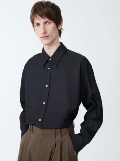 Studio Nicholson Cloud Shirt In Darkest Navy -Studio Nicholson CLOUDSNM 1206OrganiccottonShirtsinDarkestNavy9 scaled