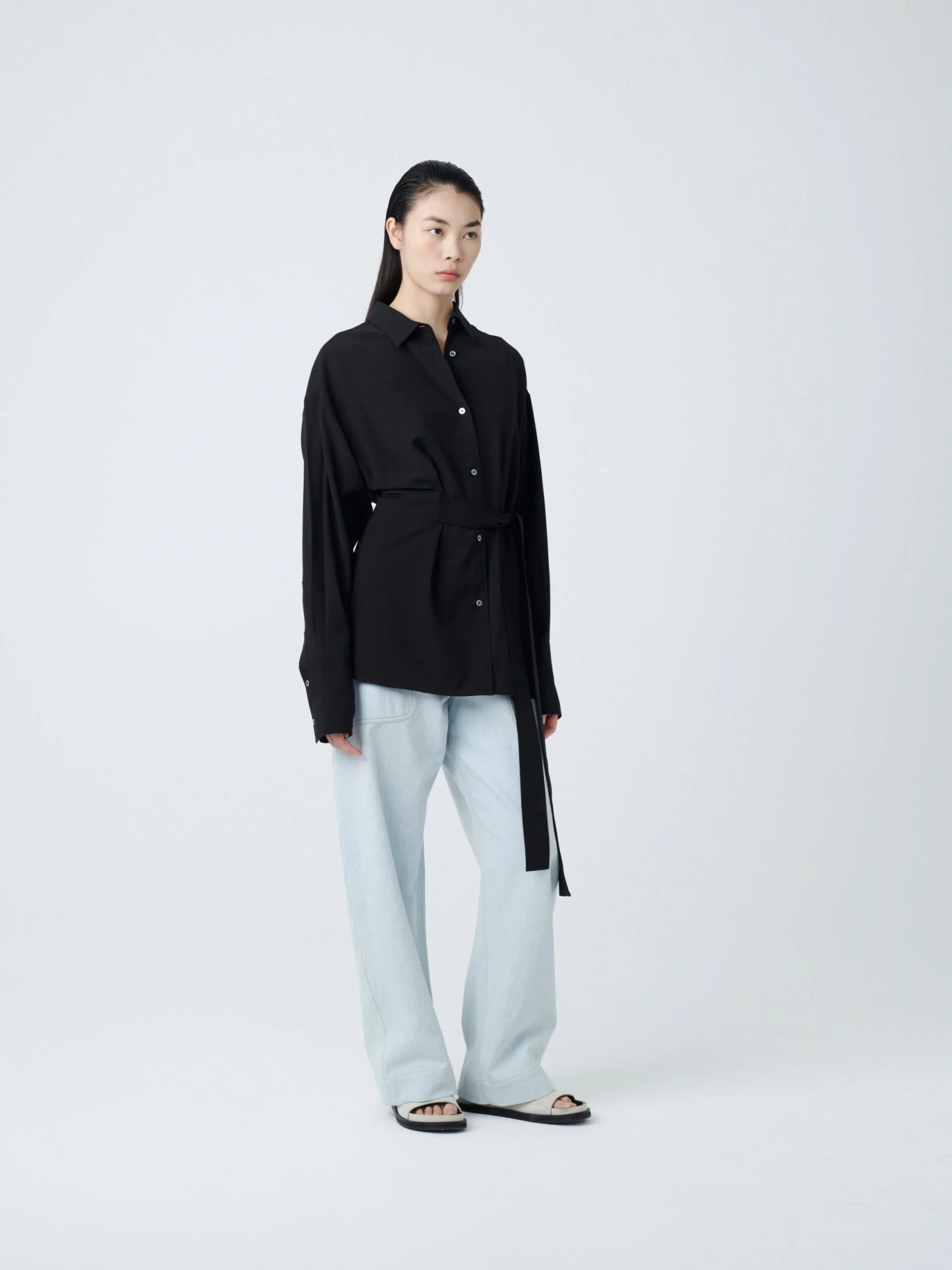 Studio Nicholson Condell Crepe Shirt In Black 2 Studio Nicholson Condell Crepe Shirt In Black - Image 2
