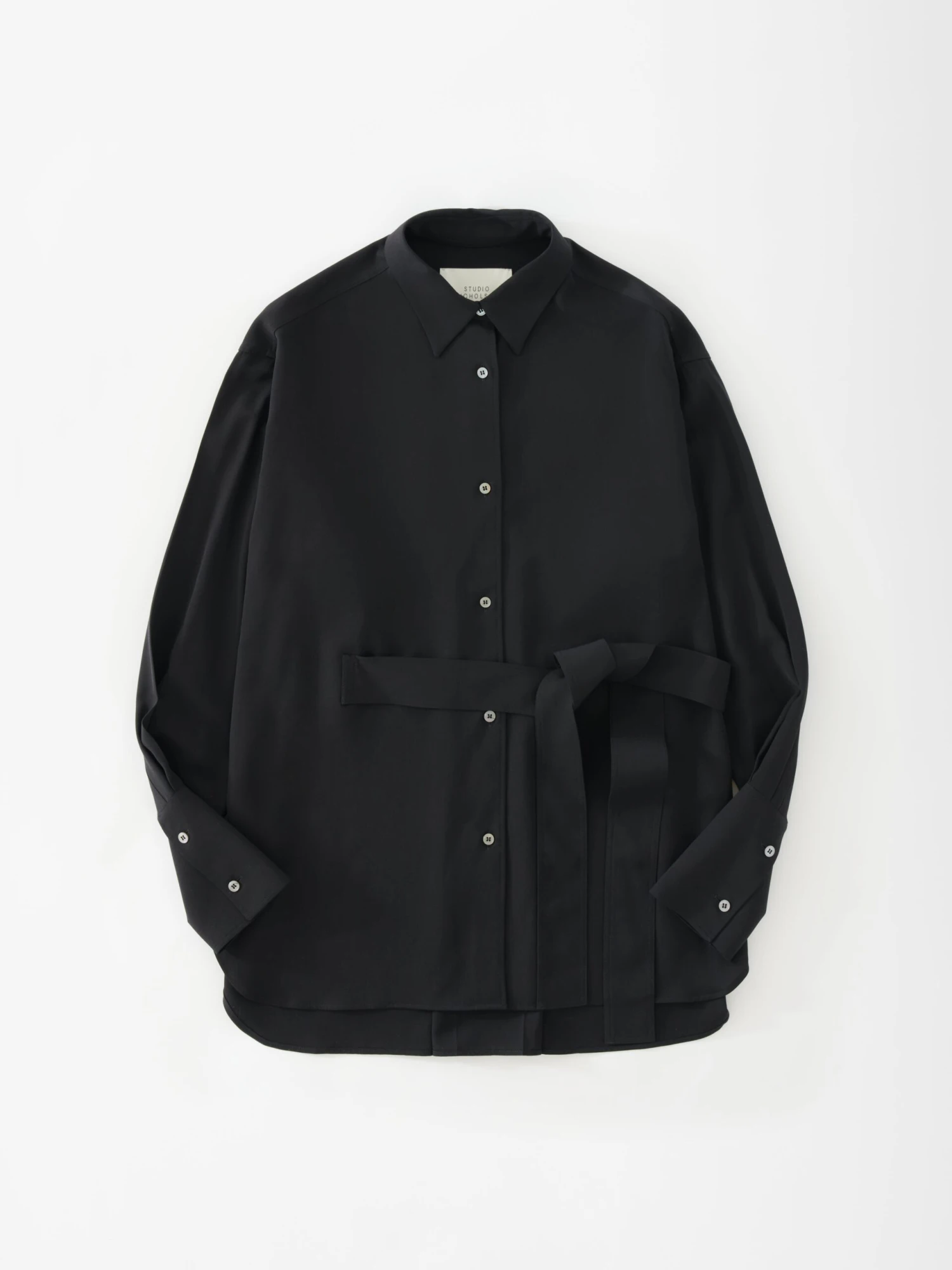Studio Nicholson Condell Crepe Shirt In Black 6 Studio Nicholson Condell Crepe Shirt In Black - Image 6