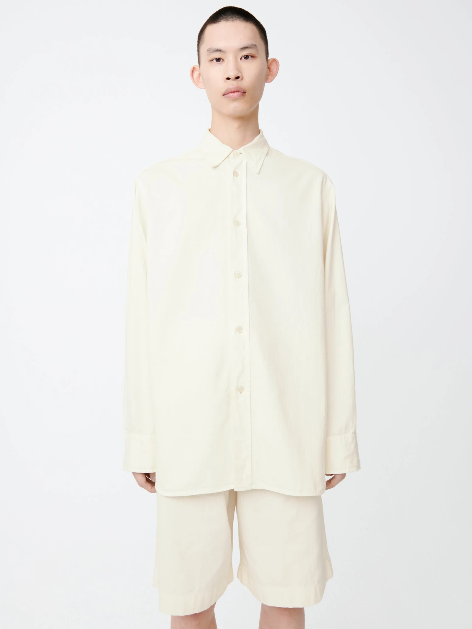 Studio Nicholson Clark Denim Shirt In Parchment 1 Studio Nicholson Clark Denim Shirt In Parchment