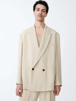 Studio Nicholson Daburu Jacket In Barley -Studio Nicholson DABURUSNM 1172FluidWoolJacketinBarley6 scaled