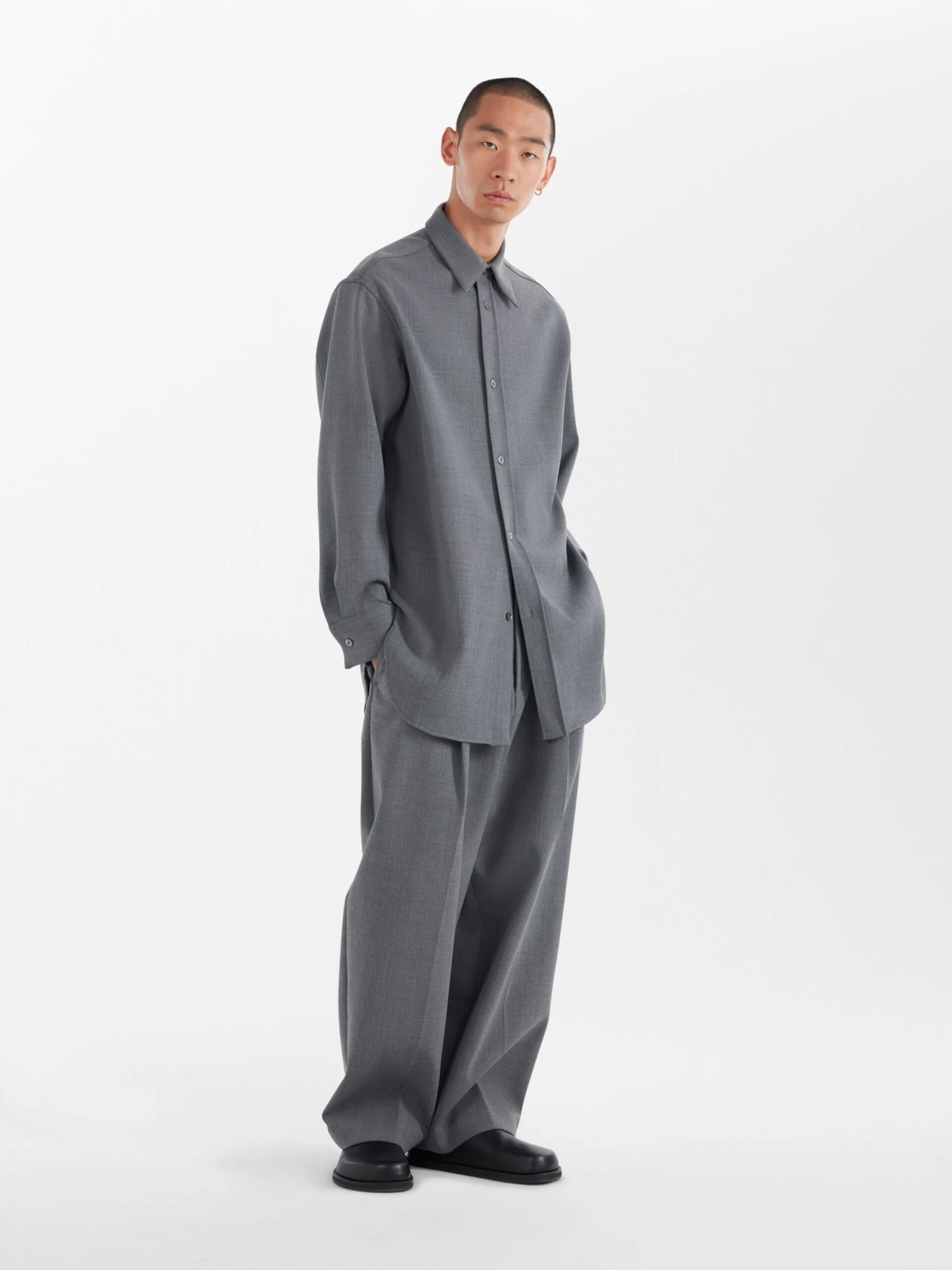 Studio Nicholson Ellis Pant In Grey Marl 1 Studio Nicholson Ellis Pant In Grey Marl