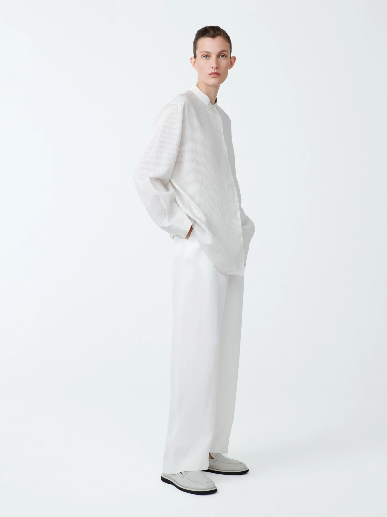 Studio Nicholson Faber Shirt In Black White 2 Studio Nicholson Faber Shirt In Black White - Image 2