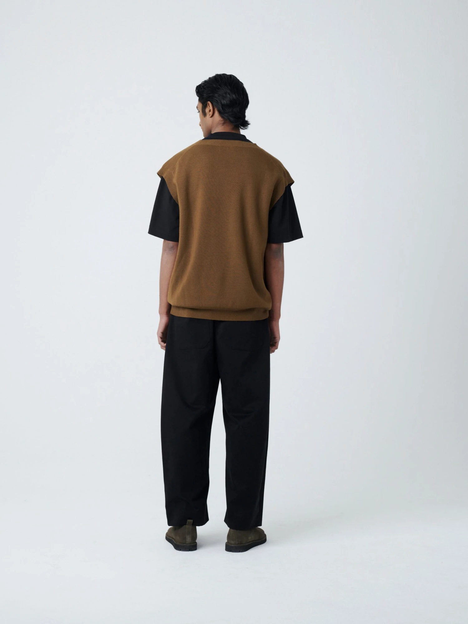 Studio Nicholson Foss Knit Vest In Peat 3 Studio Nicholson Foss Knit Vest In Peat - Image 3