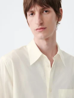 Studio Nicholson Foxe Shirt In Parchment -Studio Nicholson FOXESNM 1125MATTECOTTONPARCHMENT3 scaled