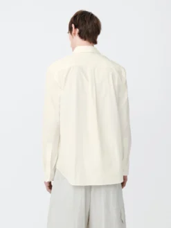Studio Nicholson Foxe Shirt In Parchment -Studio Nicholson FOXESNM 1125MATTECOTTONPARCHMENT4 scaled