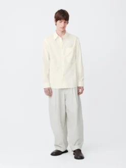 Studio Nicholson Foxe Shirt In Parchment -Studio Nicholson FOXESNM 1125MATTECOTTONPARCHMENT5 scaled