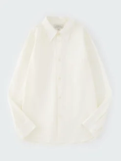 Studio Nicholson Foxe Shirt In Parchment -Studio Nicholson FOXESNM 1125MATTECOTTONPOPLINPARCHMENT 887 FS scaled