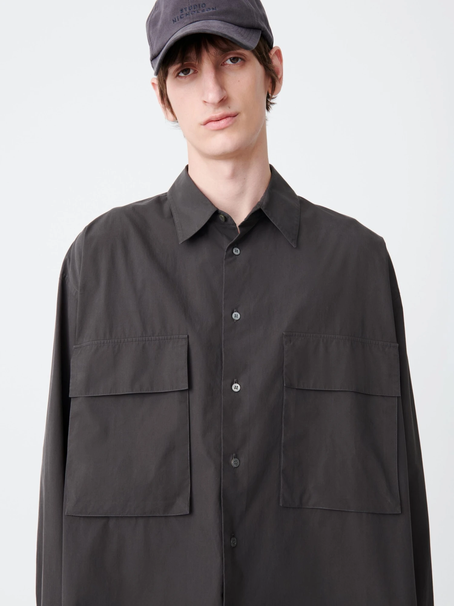 Studio Nicholson Frame Shirt In Asphalt 3 Studio Nicholson Frame Shirt In Asphalt - Image 3