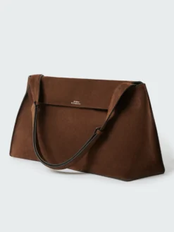 Studio Nicholson Shiboru Suede Bag In Cocoa -Studio Nicholson HISASHISN742 VESUVIOSUEDECHOCOLATE 207 scaled