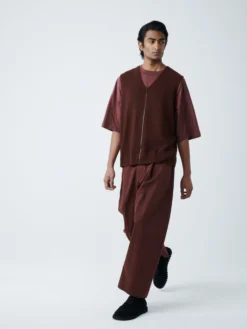 Studio Nicholson Hoku Knit Vest In Chestnut -Studio Nicholson HOKUKNITVESTCHESTNUT4 scaled