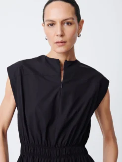 Studio Nicholson Katrine Dress In Darkest Navy -Studio Nicholson KatrineSNW 1345PowderCottonDressesDarkestNavy4 scaled