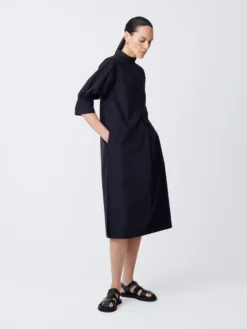 Studio Nicholson Knoll Dress In Darkest Navy 10 Studio Nicholson Knoll Dress In Darkest Navy -Studio Nicholson KnollSNW 517PowderCottonDressesDarkestNavy1 scaled