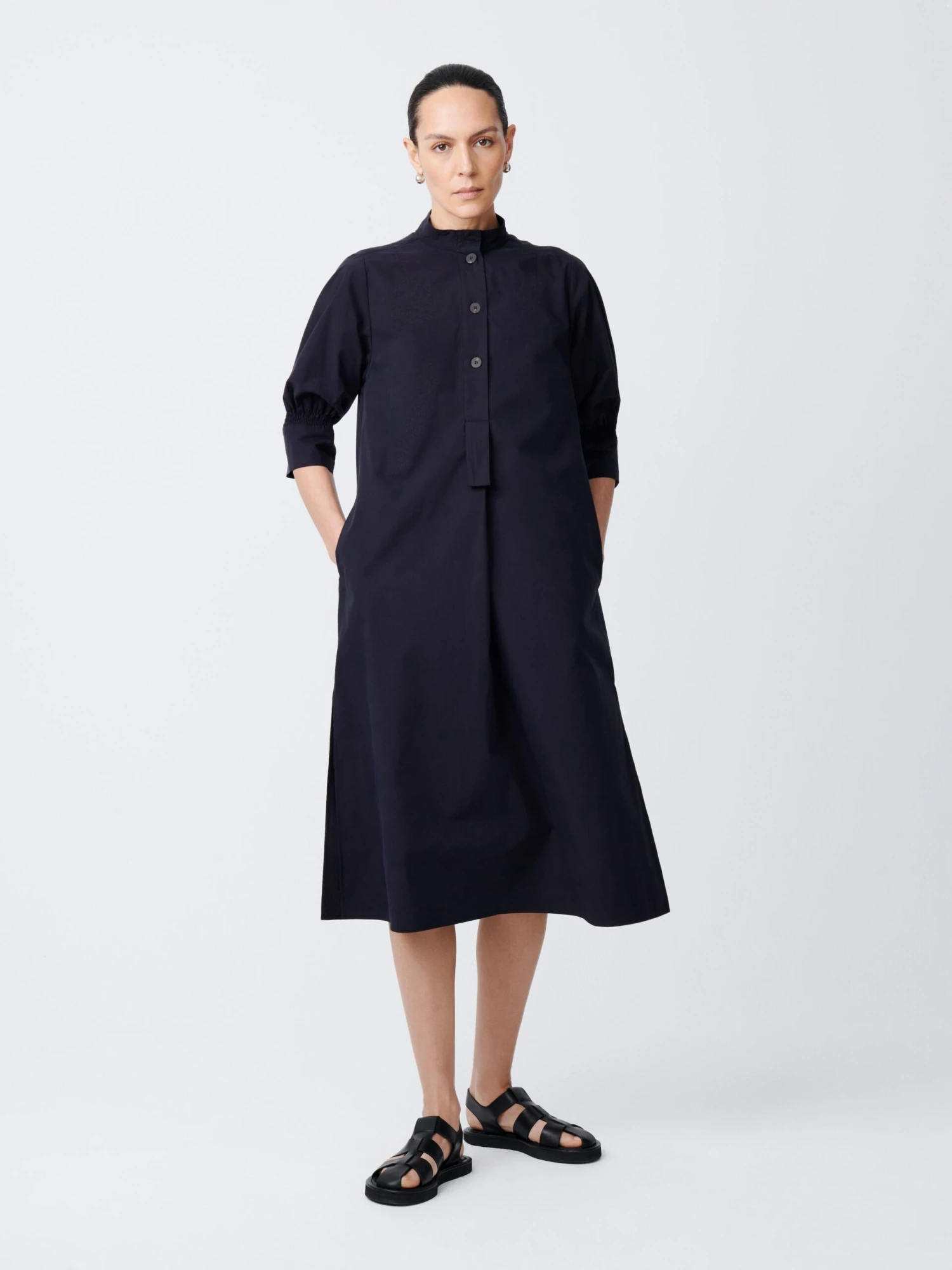 Studio Nicholson Knoll Dress In Darkest Navy 1 Studio Nicholson Knoll Dress In Darkest Navy