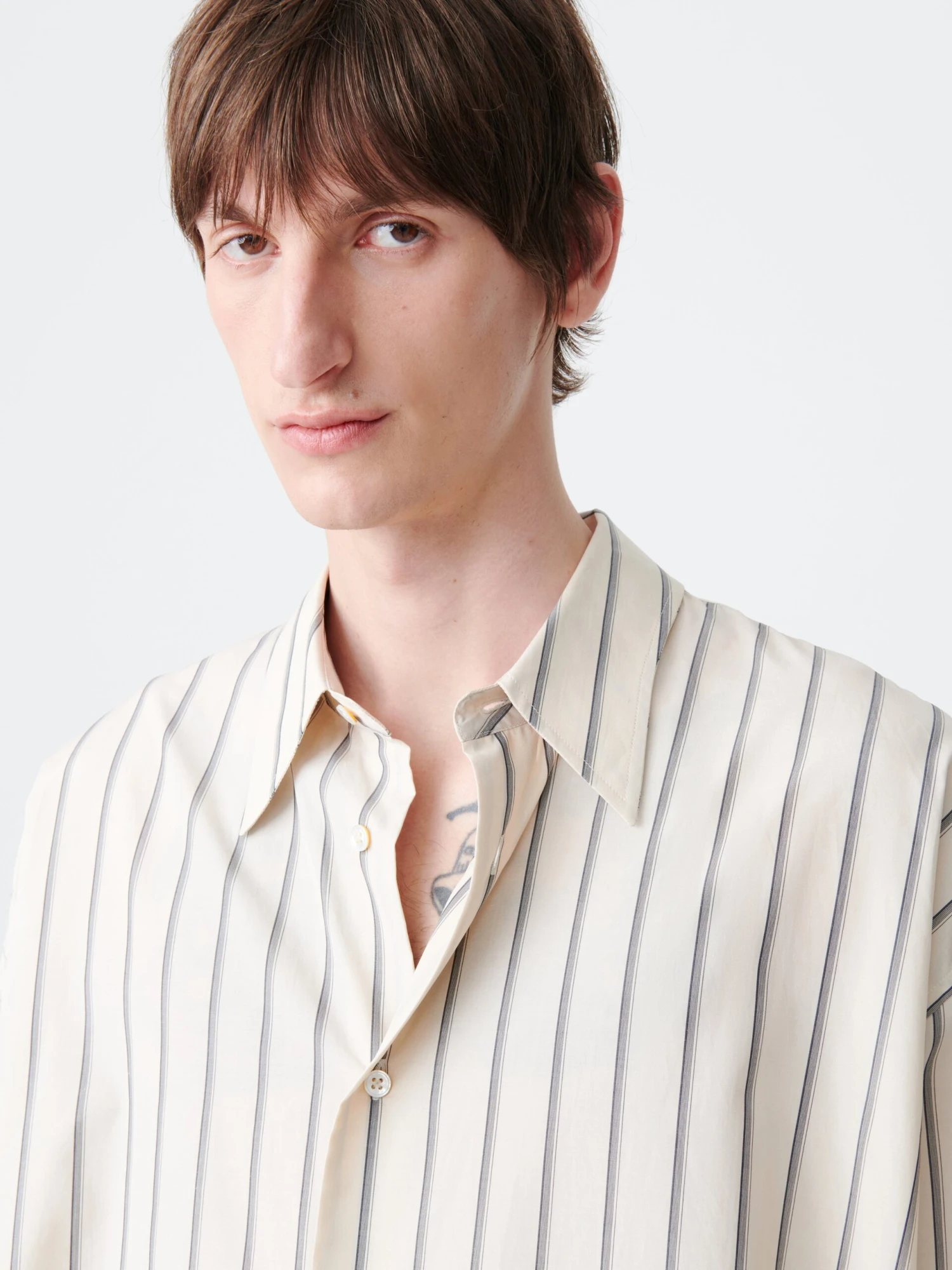 Studio Nicholson Loche Shirt In Plaster Stripe 5 Studio Nicholson Loche Shirt In Plaster Stripe - Image 5