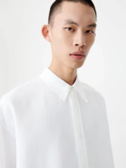 Studio Nicholson Loche Shirt In Optic White -Studio Nicholson LocheSNM 1164LinenviscoseShirtsOpticWhite1 scaled