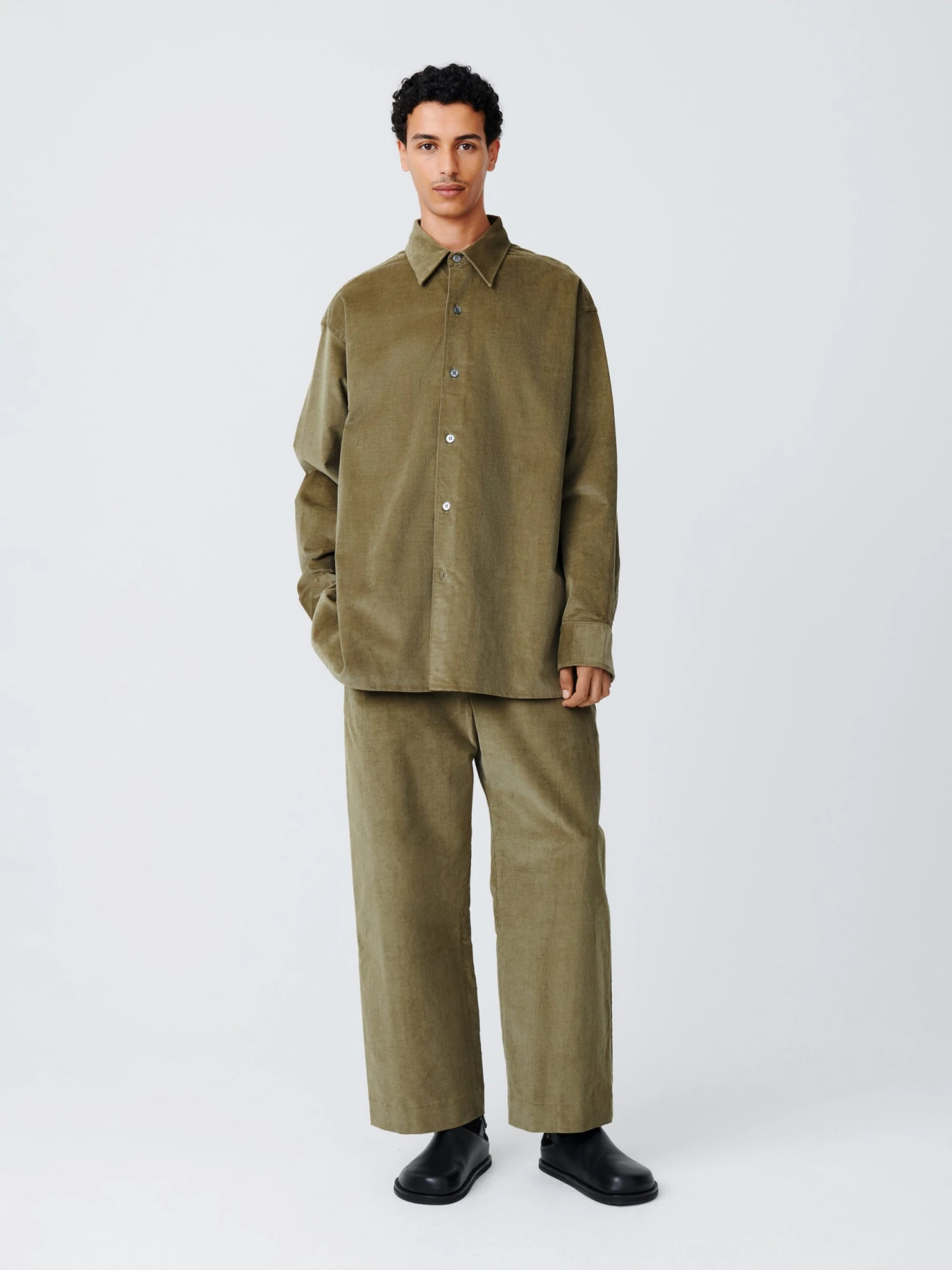 Studio Nicholson Mappe Corduroy Pant In Lichen 1 Studio Nicholson Mappe Corduroy Pant In Lichen