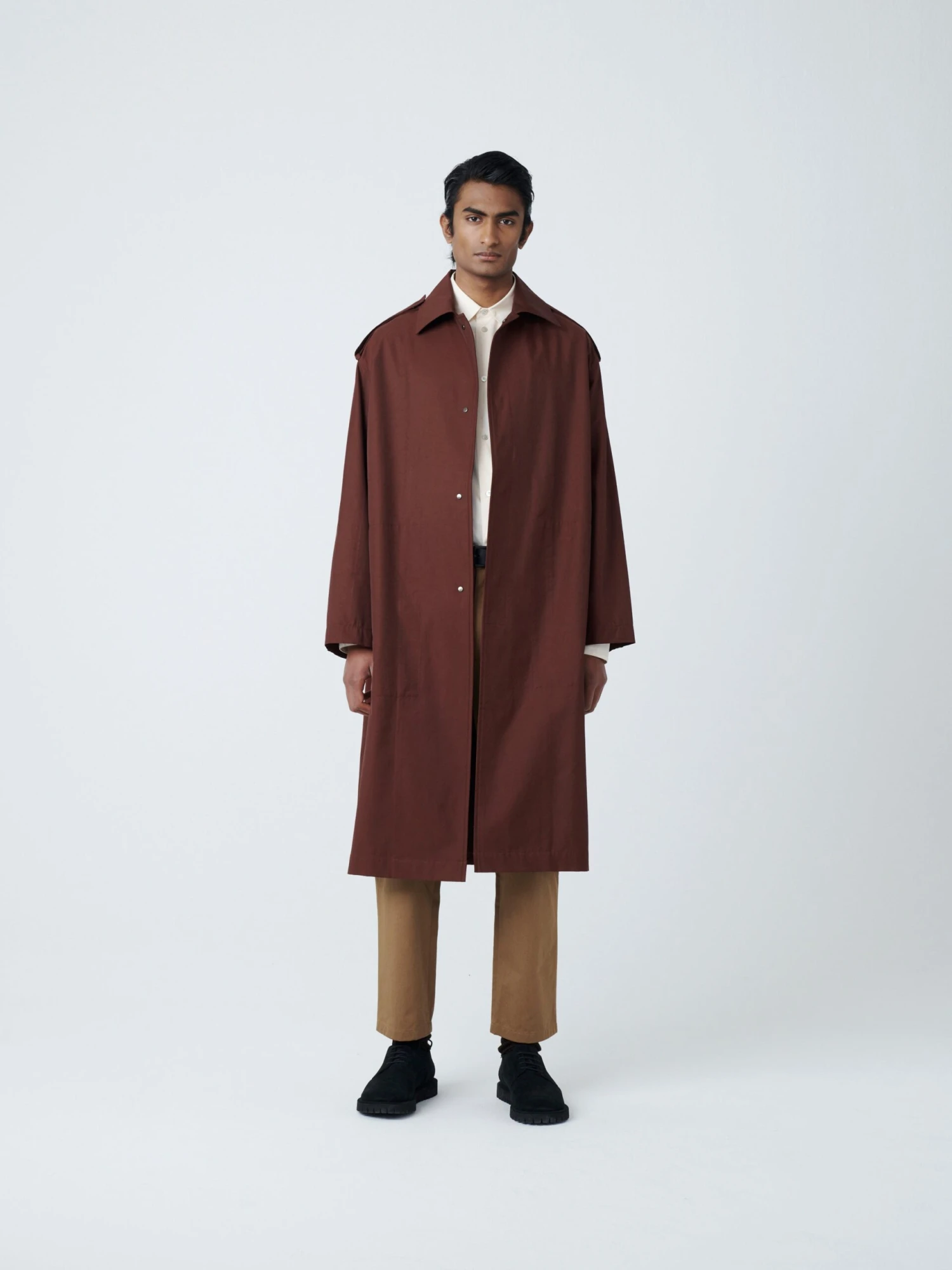 Studio Nicholson Marque Coat In Chestnut 1 Studio Nicholson Marque Coat In Chestnut