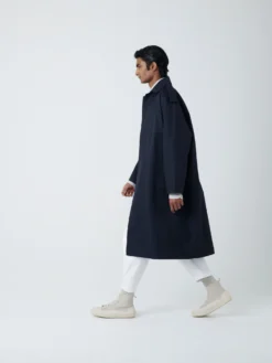 Studio Nicholson Marque Coat In Dark Navy -Studio Nicholson MARQUECOATDNAVY3 scaled
