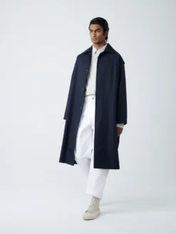 Studio Nicholson Marque Coat In Dark Navy -Studio Nicholson MARQUECOATDNAVY4 scaled
