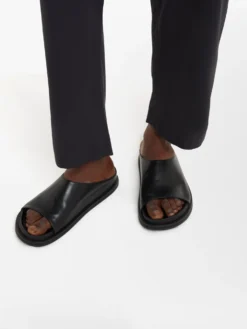 Studio Nicholson Men's Spring Sandal In Black -Studio Nicholson MENSSPRINGLEATHERBLACKSANDAL scaled