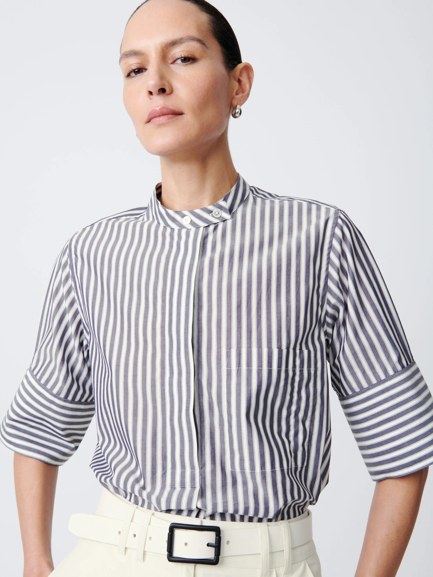 Studio Nicholson Malawi Shirt In Stripe Navy 2 Studio Nicholson Malawi Shirt In Stripe Navy - Image 2
