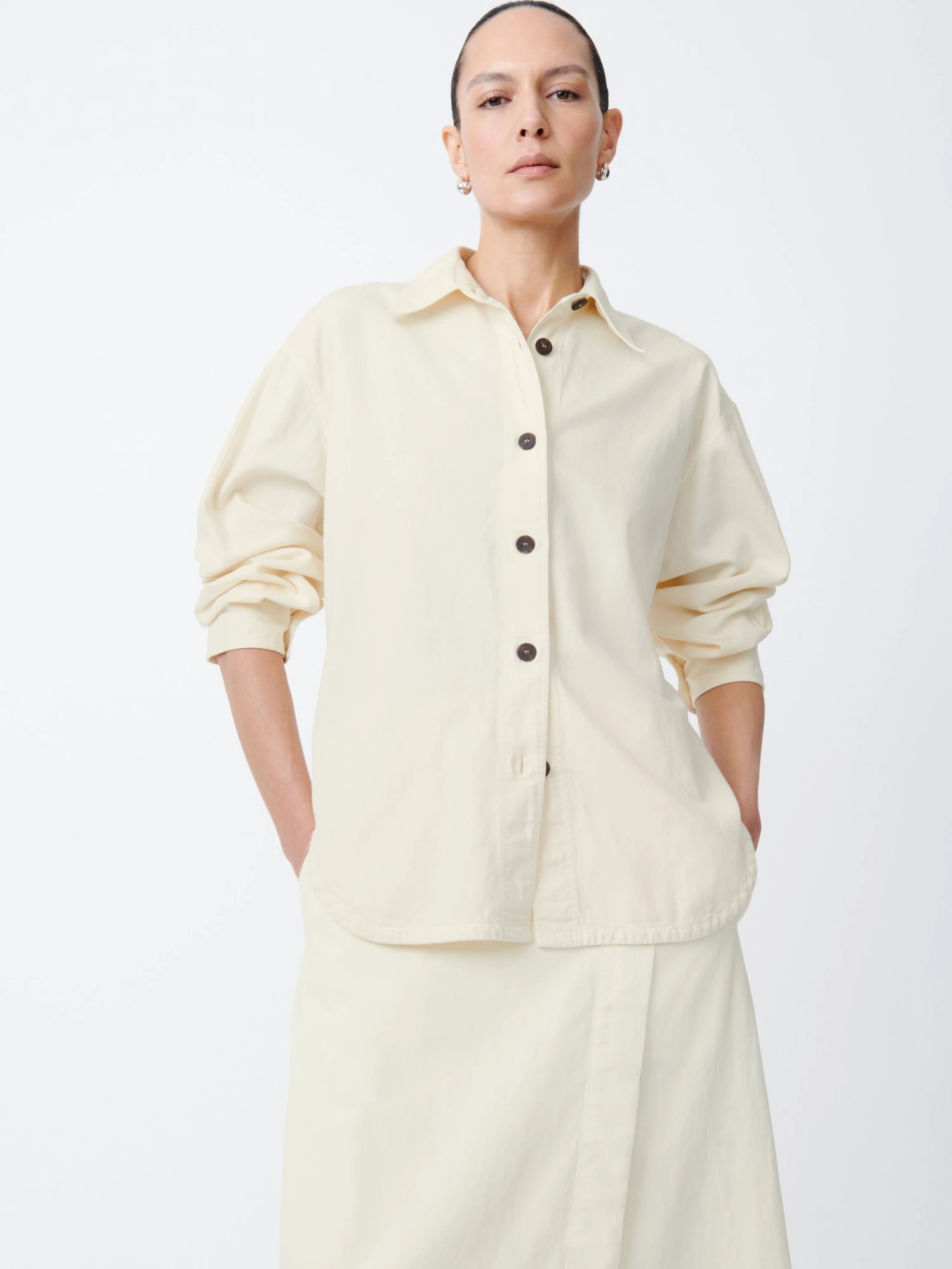 Studio Nicholson Neel Denim Shirt In Parchment 4 Studio Nicholson Neel Denim Shirt In Parchment - Image 4