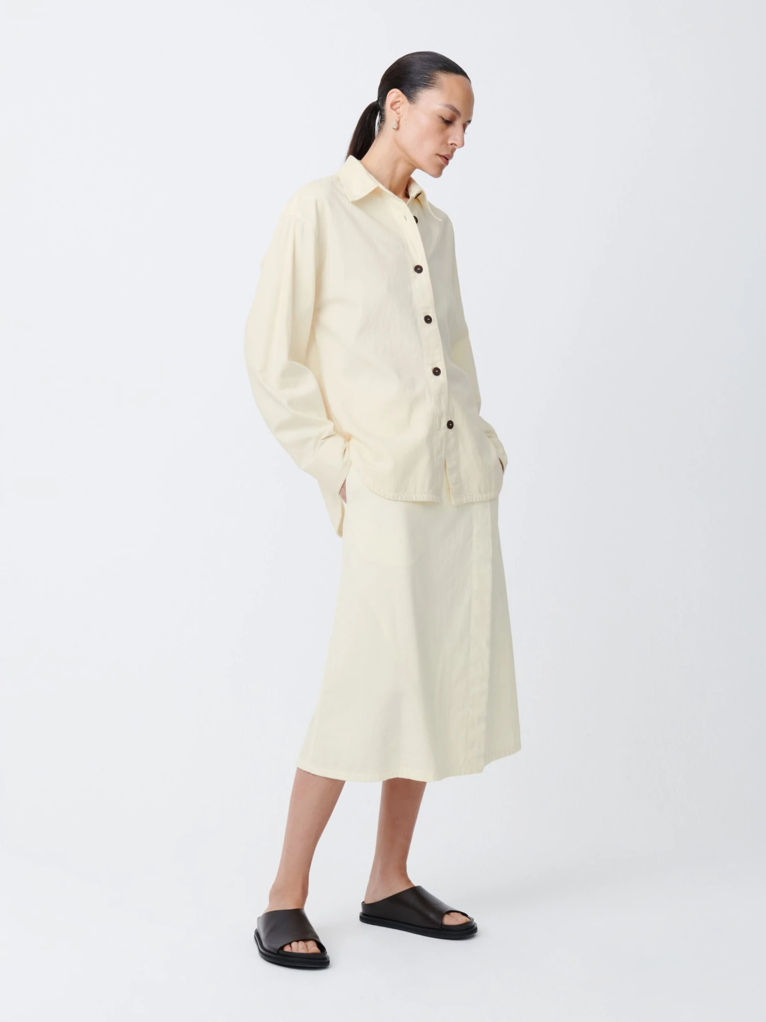 Studio Nicholson Neel Denim Shirt In Parchment 2 Studio Nicholson Neel Denim Shirt In Parchment - Image 2