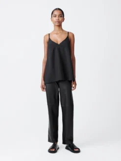 Studio Nicholson Opie Leather Pant In Black Grape