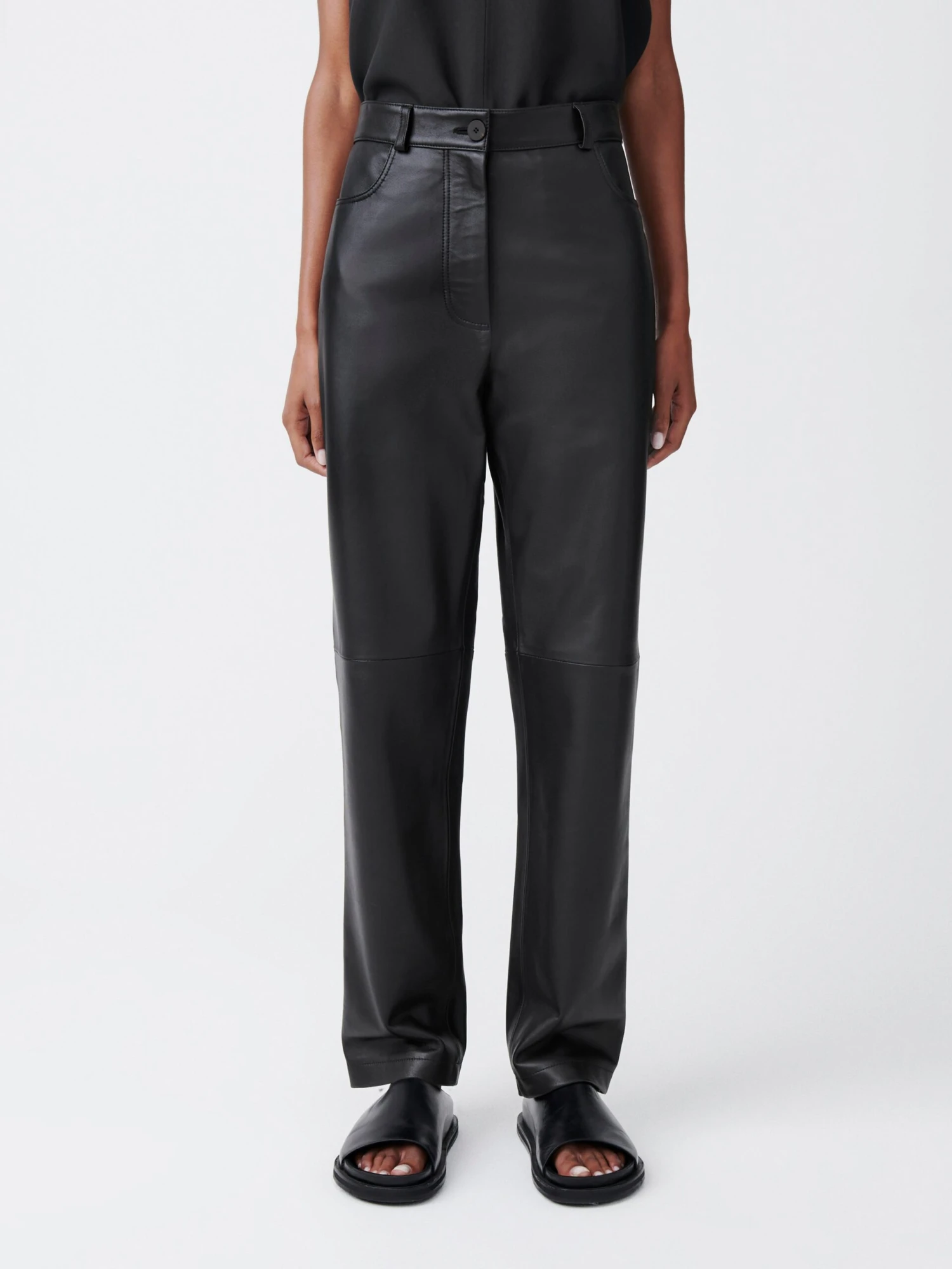 Studio Nicholson Opie Leather Pant In Black Grape 4 Studio Nicholson Opie Leather Pant In Black Grape - Image 4