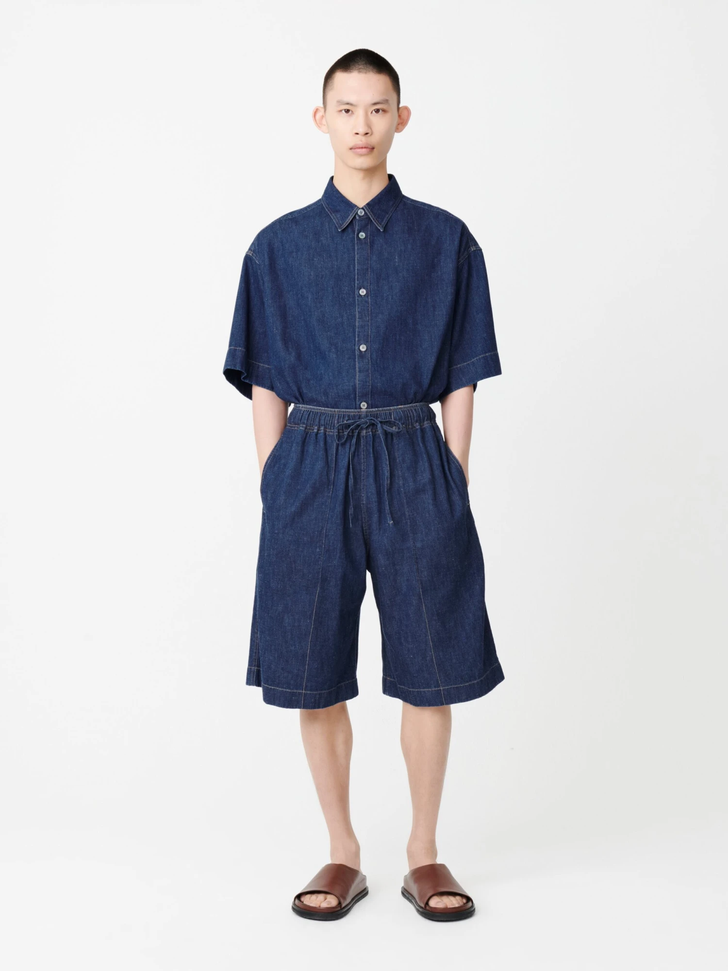 Studio Nicholson Ossi Denim Short In Indigo 1 Studio Nicholson Ossi Denim Short In Indigo