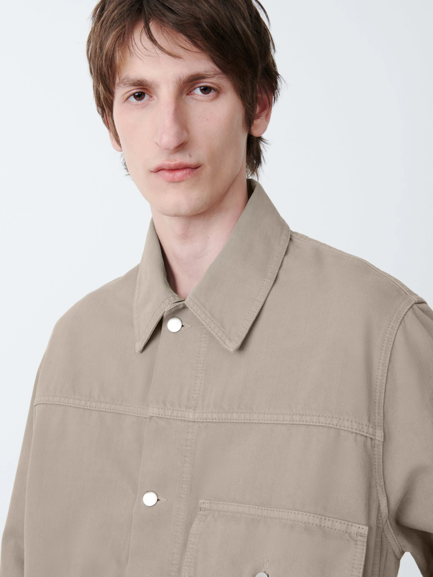 Studio Nicholson Petar Denim Jacket In Fawn 4 Studio Nicholson Petar Denim Jacket In Fawn - Image 4