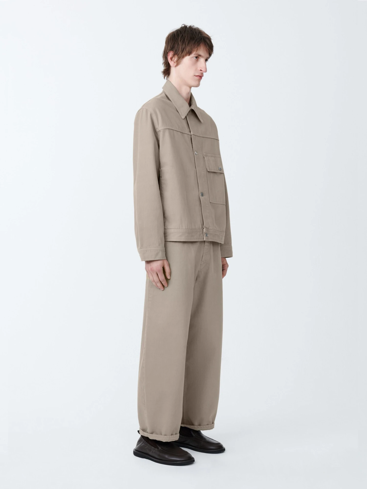 Studio Nicholson Petar Denim Jacket In Fawn 3 Studio Nicholson Petar Denim Jacket In Fawn - Image 3