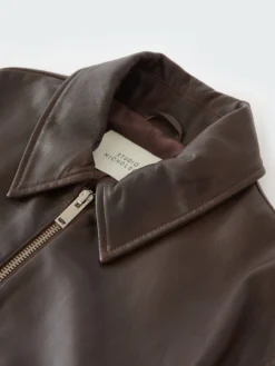Studio Nicholson Piston Leather Jacket In Brown -Studio Nicholson PISTONSNM 1115LEATHERBROWN 0192 scaled