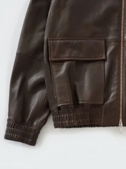 Studio Nicholson Piston Leather Jacket In Brown -Studio Nicholson PISTONSNM 1115LEATHERBROWN 0198 scaled