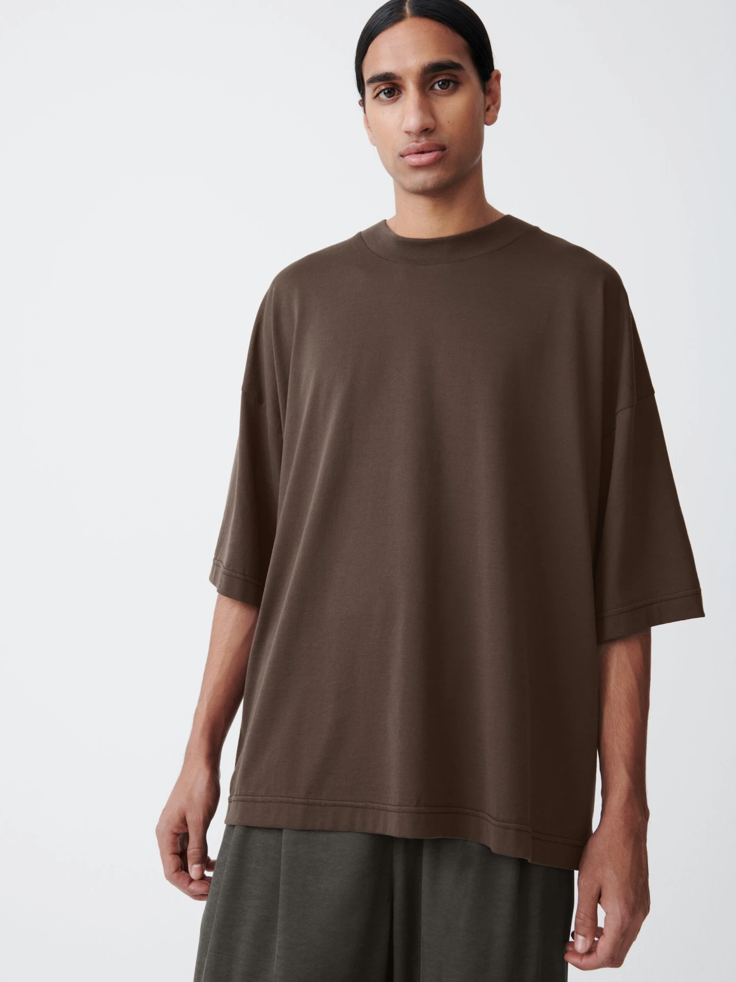 Studio Nicholson Piu T-Shirt In Carob 1 Studio Nicholson Piu T-Shirt In Carob