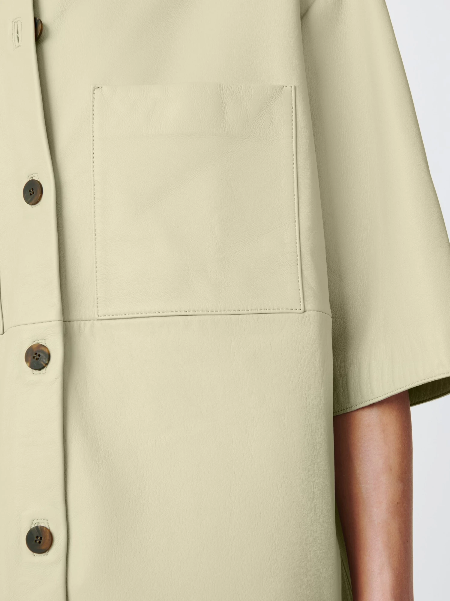 Studio Nicholson Porta Leather Shirt In Dove 5 Studio Nicholson Porta Leather Shirt In Dove - Image 5