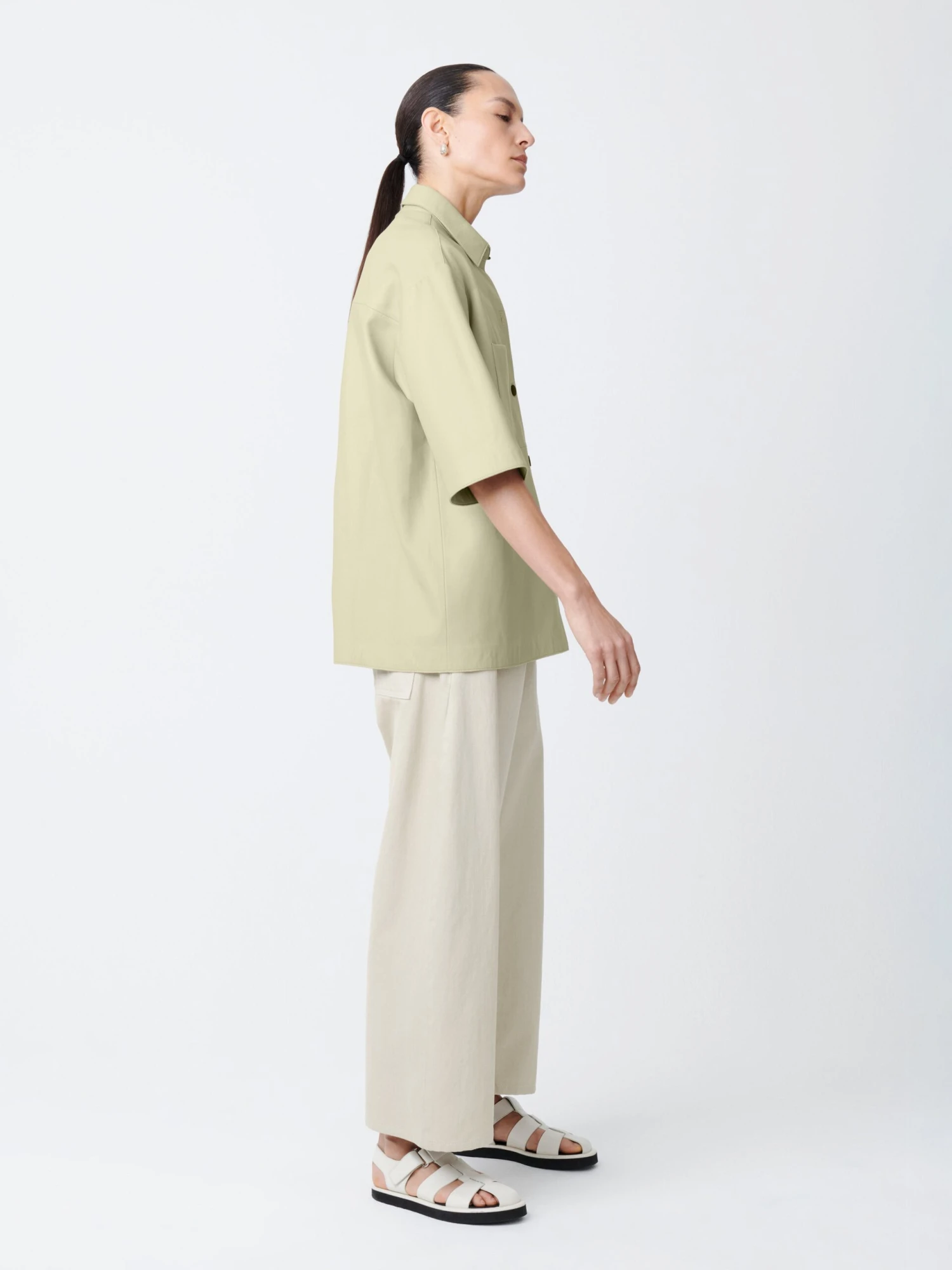 Studio Nicholson Porta Leather Shirt In Dove 2 Studio Nicholson Porta Leather Shirt In Dove - Image 2