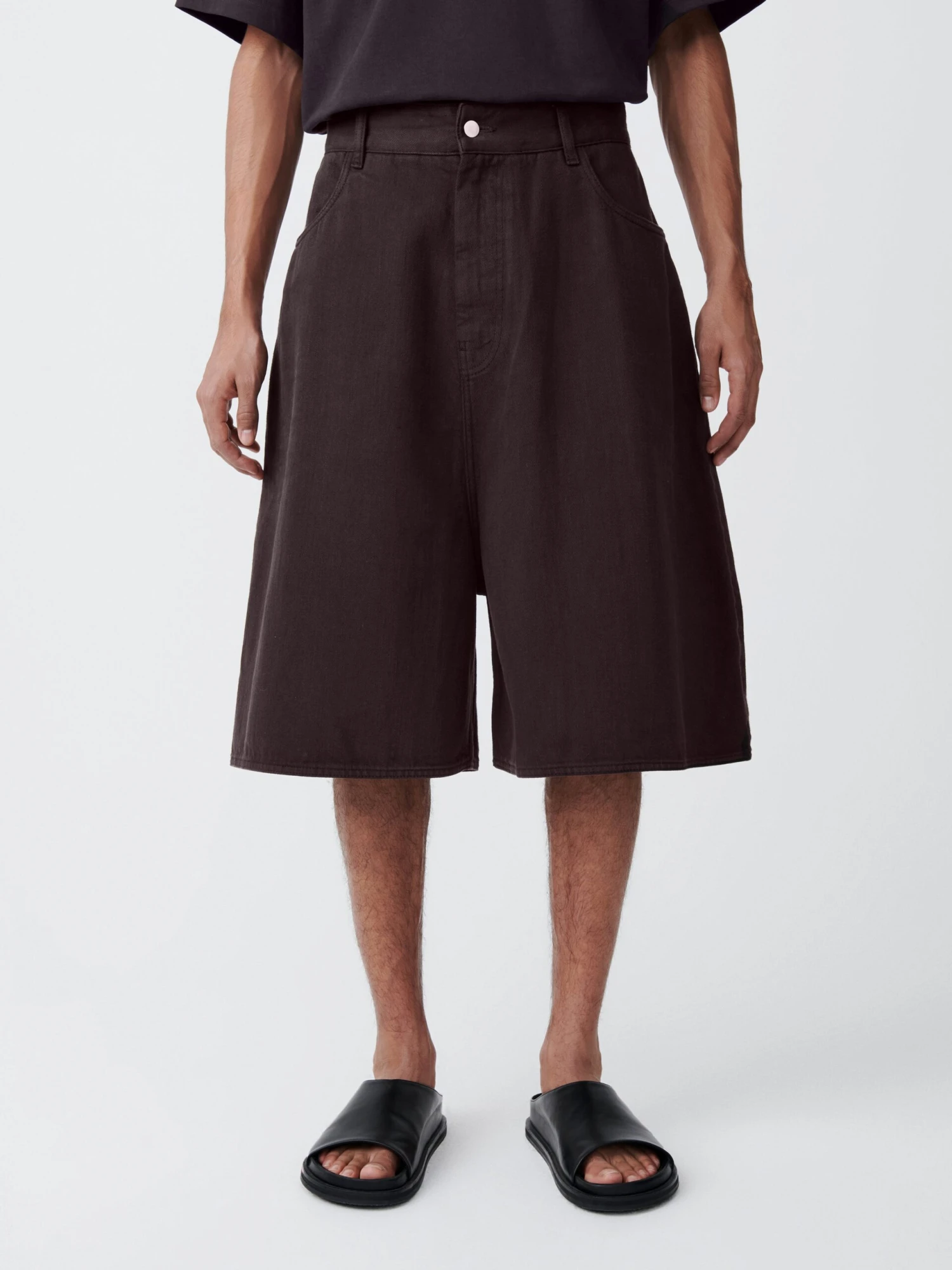 Studio Nicholson Reverse Denim Short In Black Grape 4 Studio Nicholson Reverse Denim Short In Black Grape - Image 4