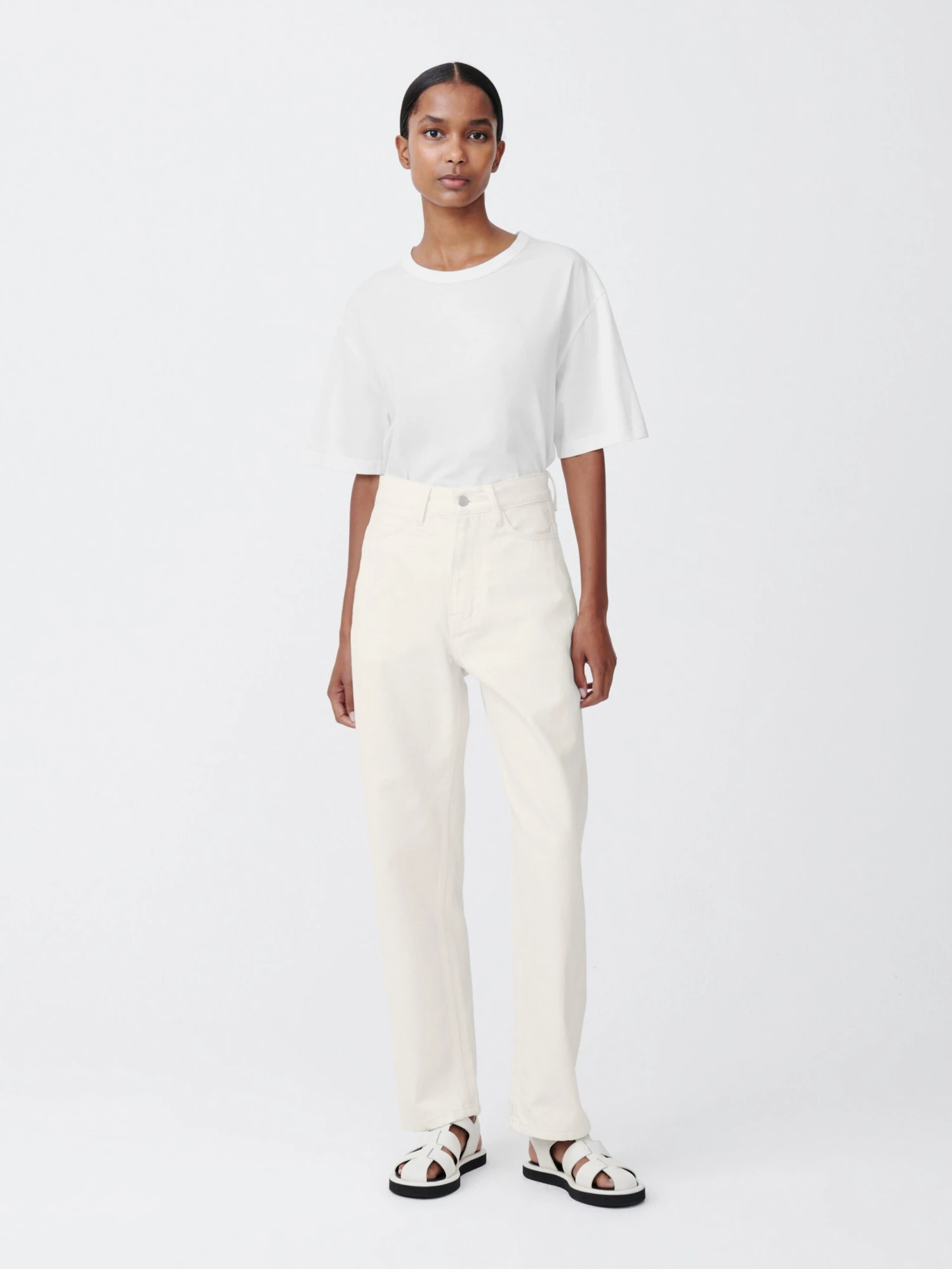 Studio Nicholson Ruthe Denim Pant In Parchment 1 Studio Nicholson Ruthe Denim Pant In Parchment