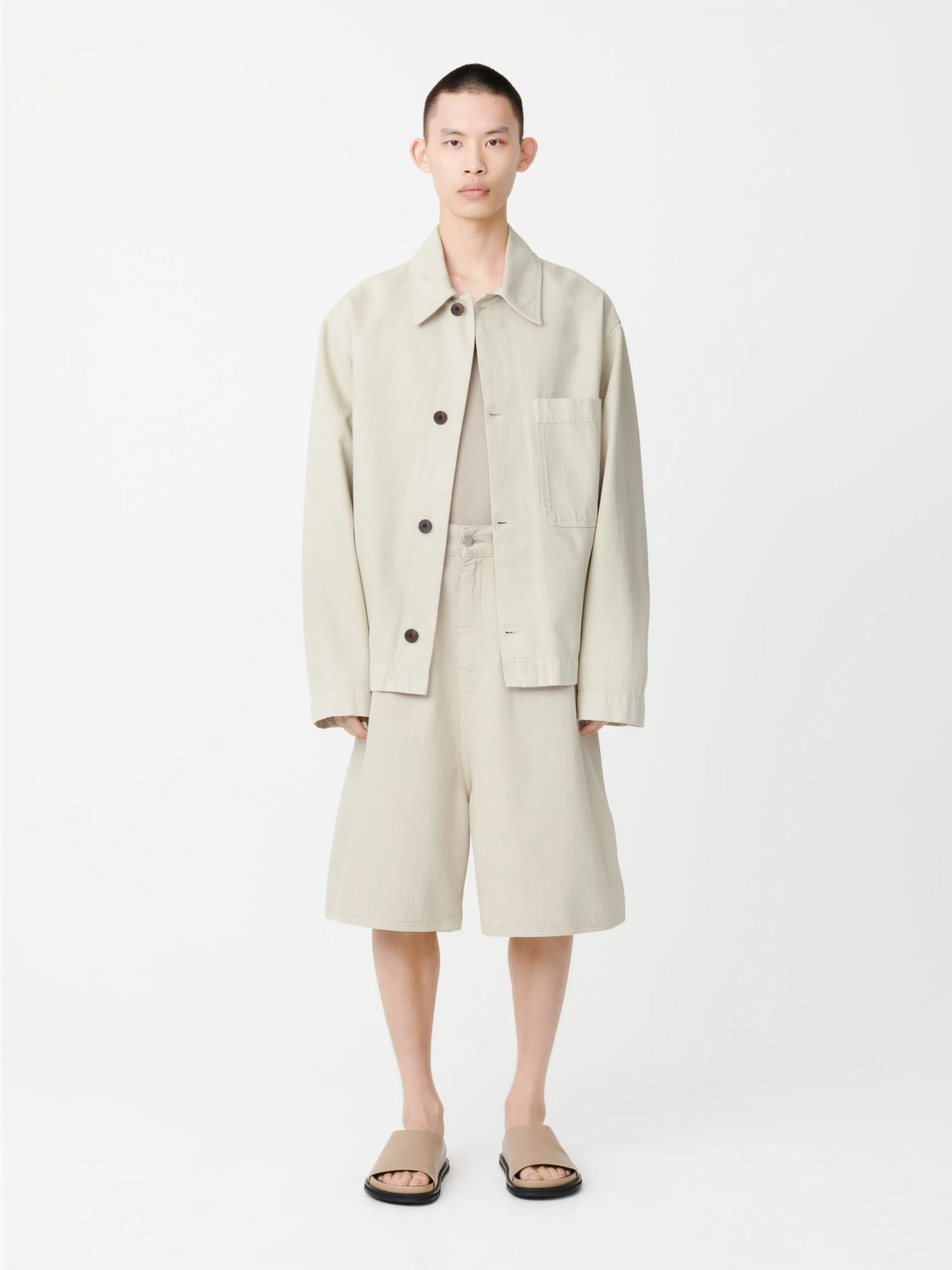 Studio Nicholson Reverse Denim Short In Dove 1 Studio Nicholson Reverse Denim Short In Dove